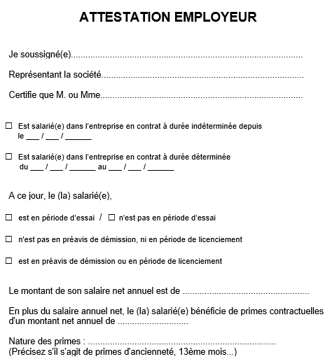 Modèle Attestation Employeur Word (dossier De Location)