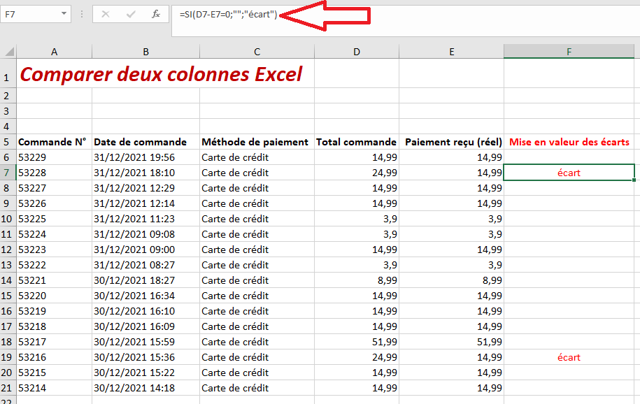 Ntroduire 86+ Imagen Formule Excel Différence - Fr.thptnganamst.edu.vn