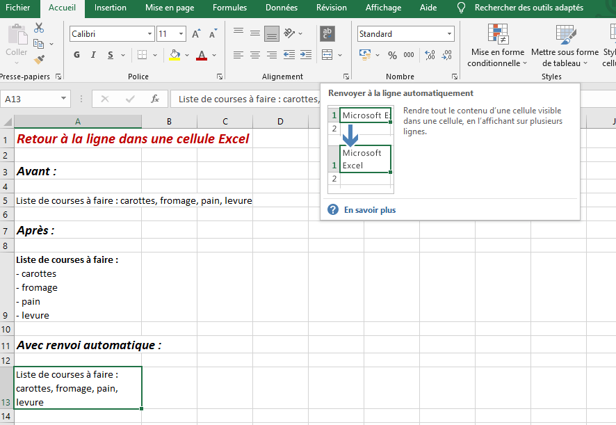 comment faire suivre une ligne sur excel