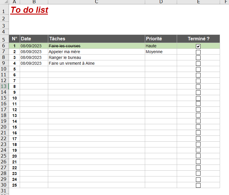 To Do List Excel : Modèle Gratuit - Listez Vos Tâches