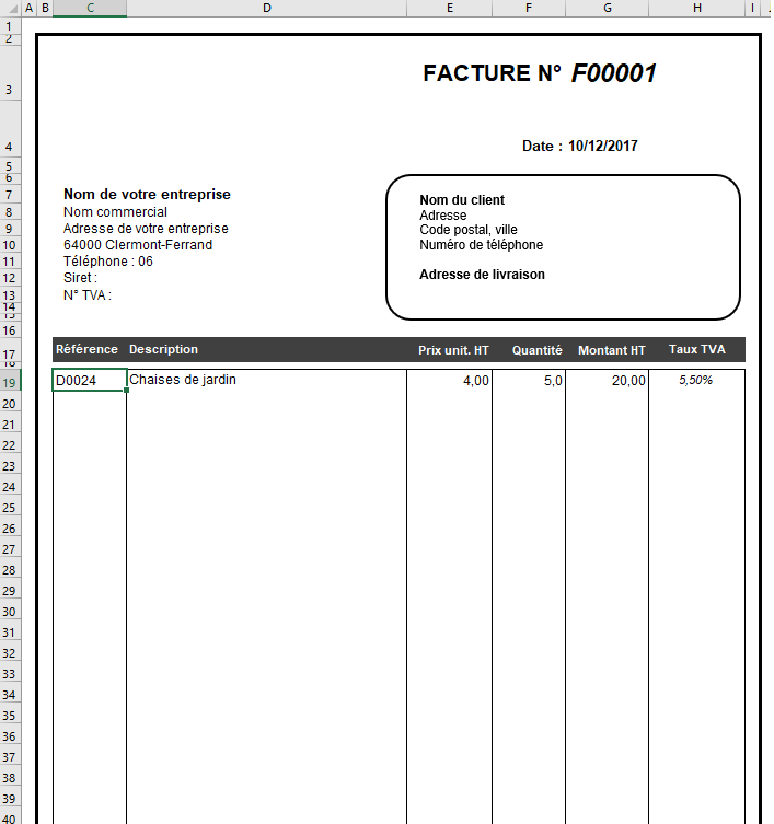 Modèle Facture EXCEL Gratuit : La Trame PARFAITE