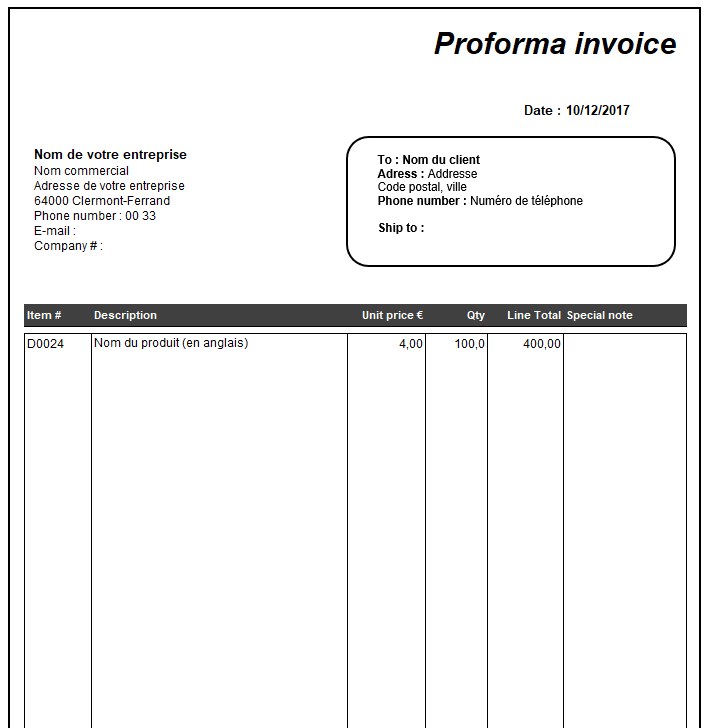 Facture Pro Forma Excel : Modèle Gratuit. NE Cherchez PLUS