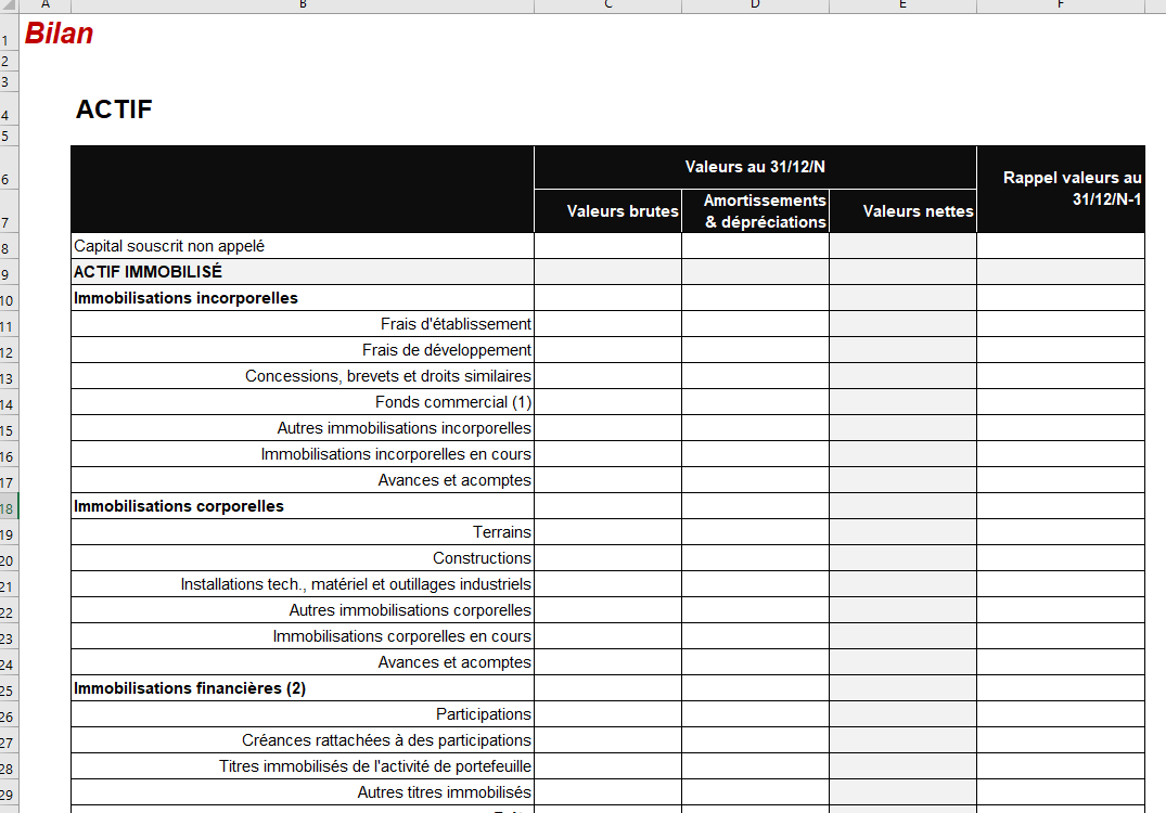 Bilan Annuel Excel Gratuit : Modèle à Remplir - VOS Chiffres