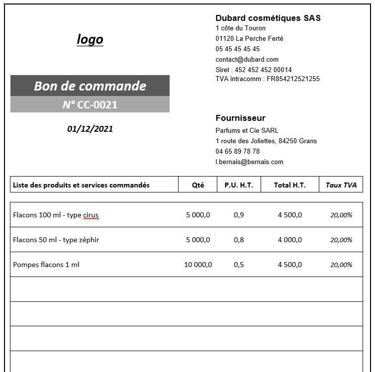 Modèle Bon De Commande Word, Gratuit à Télécharger