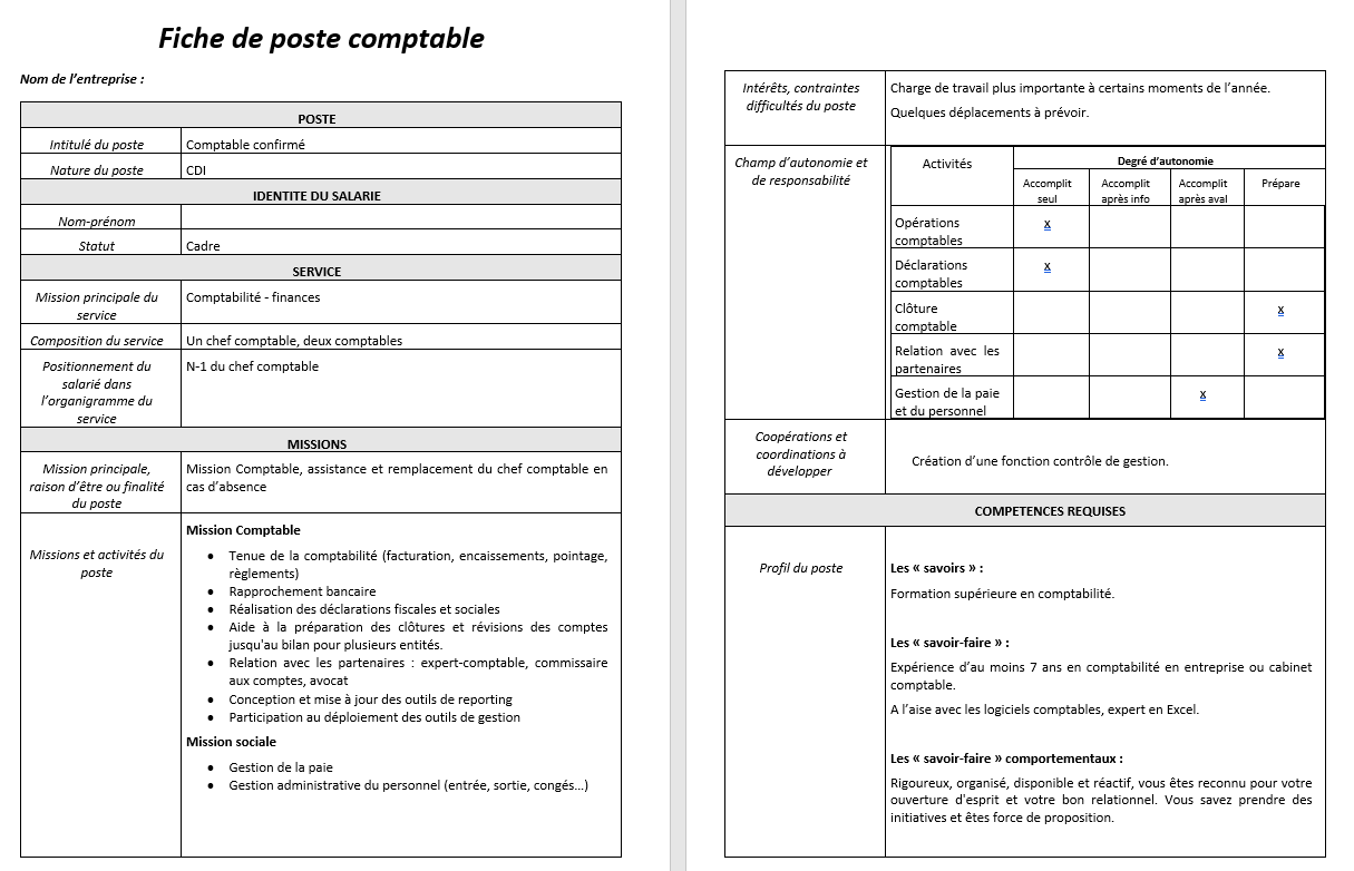 Modèle Fiche De Poste Comptable Word : Ne Cherchez PLUS