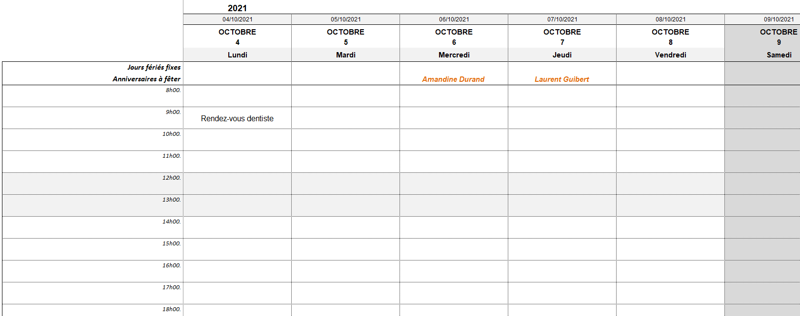 Exemple D'agenda Excel Gratuit : Le Modèle Parfait