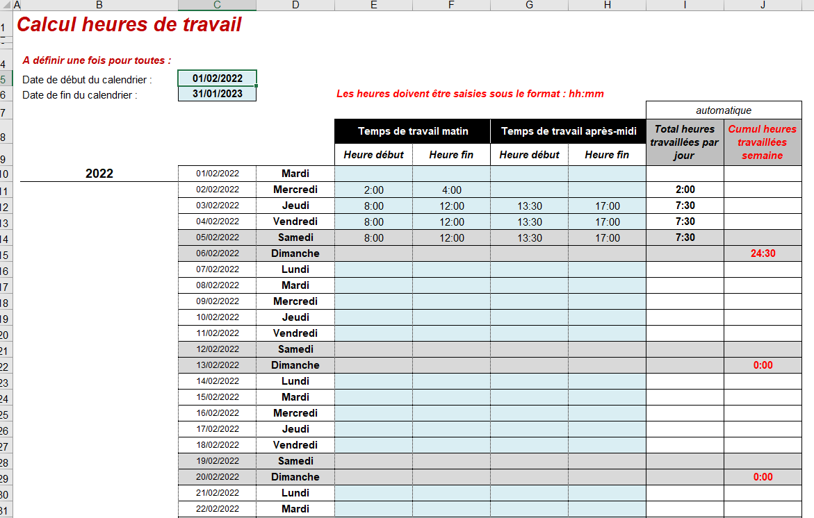 Feuille De Calcul Excel Planning Horaire : Modeles De Planning Excel A ...