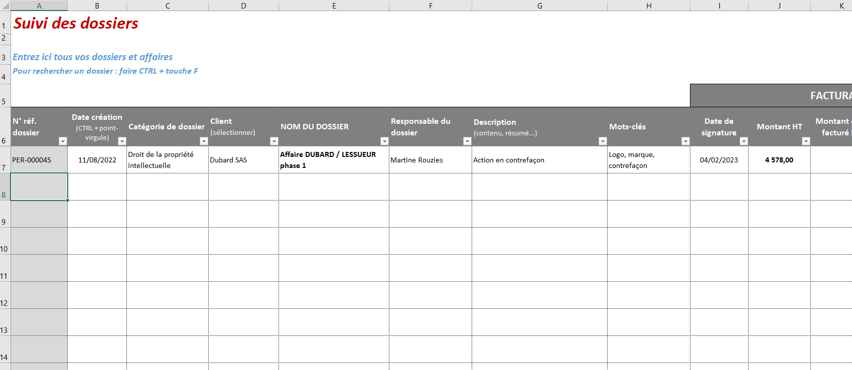 Tableau De Suivi Des Dossiers Excel / Pratique / Gratuit